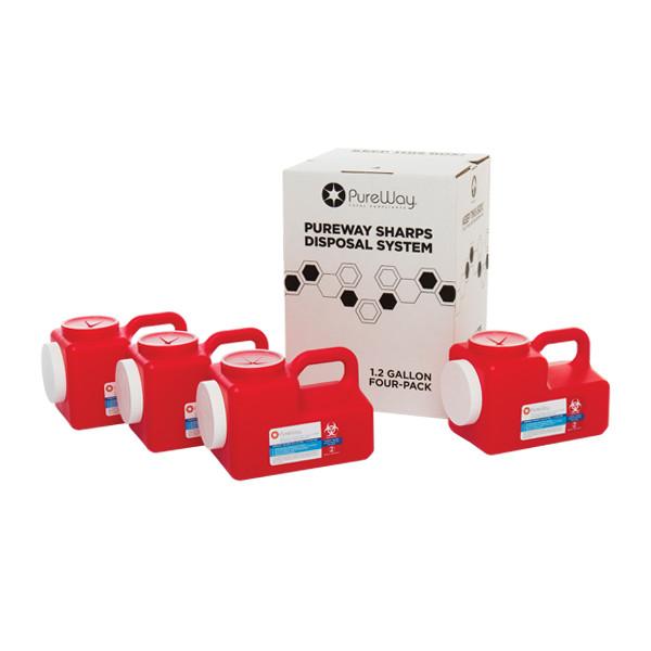1.2 Gallon Sharps Disposal Container System (4-Pack)